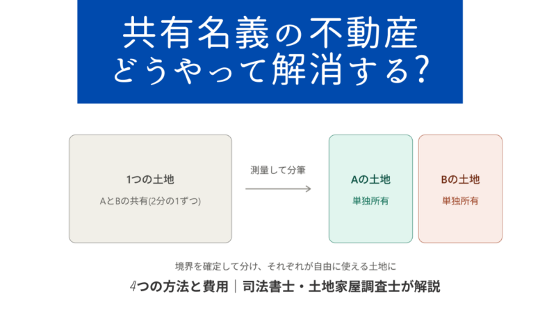 【放置は危険】共有名義の不動産を解消する4つの方法と費用【司法書士・土地家屋調査士が解説】 